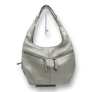 ‎Tignanello Metallic Silver Leather Hobo Bag